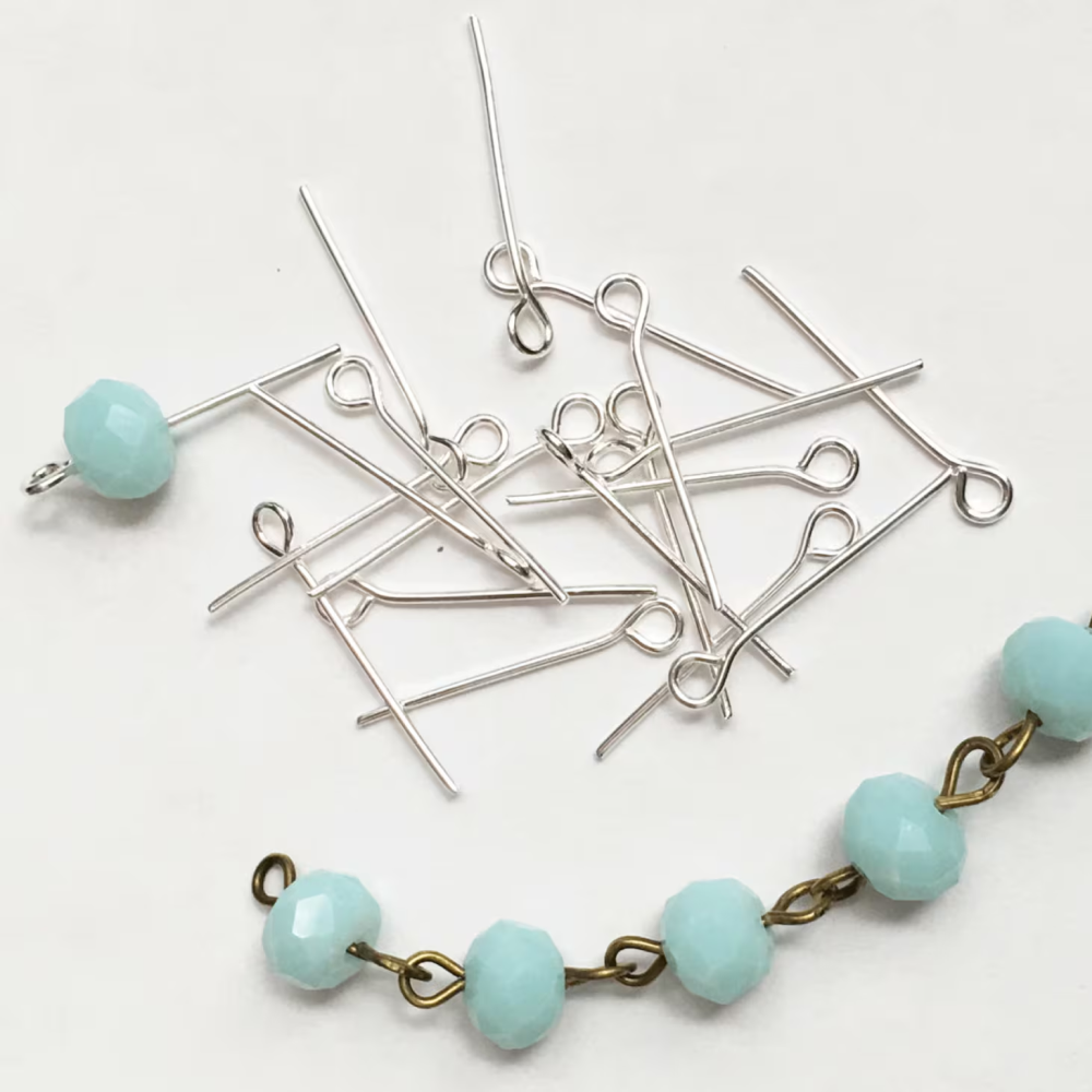 Steel eye pins 20mm (1 inch) long 21 gauge