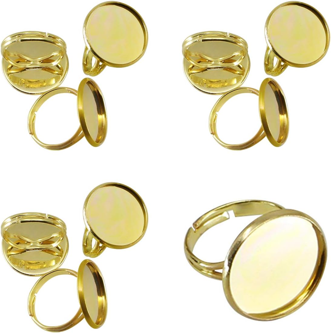 6pcs Adjustable Stainless Steel Ring Blank Base | Round Ring Base