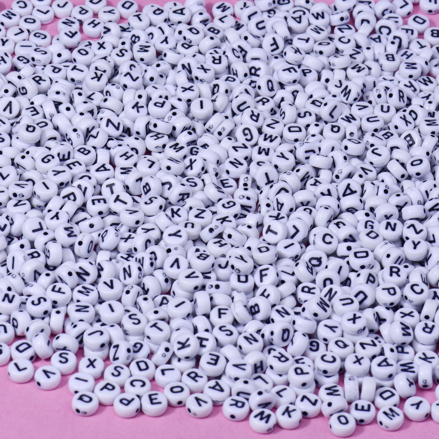 100pcs Mixed Pack 7mm Acrylic Random Alphabets (Black/white)