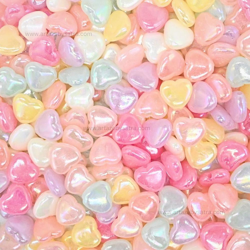 20pcs Multicolor Shiny Pastel Heart Beads