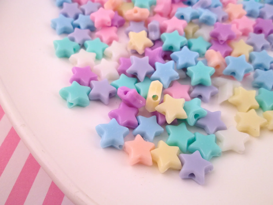 Acrylic Plastic Fairy Star Beads(matte), Multicolor Plastic Star Beads