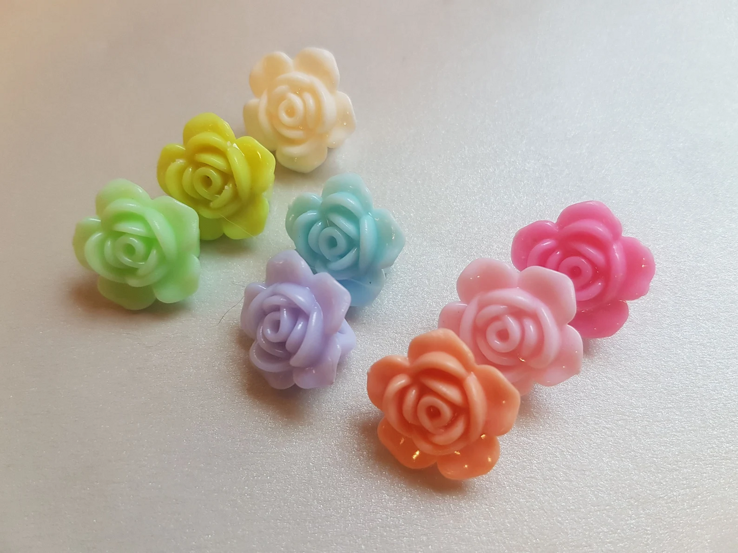 10pcs Pastel Rose (double hole) Acrylic Beads (14mm) DIY Craft Supplies