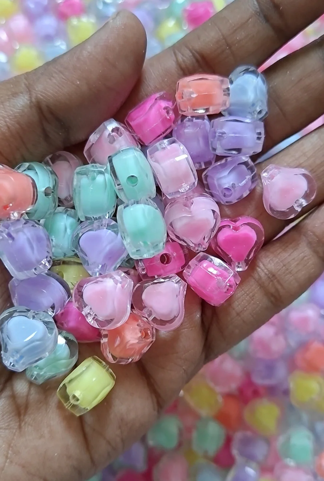 25pcs Small (V-shape) Heart Acrylic Beads