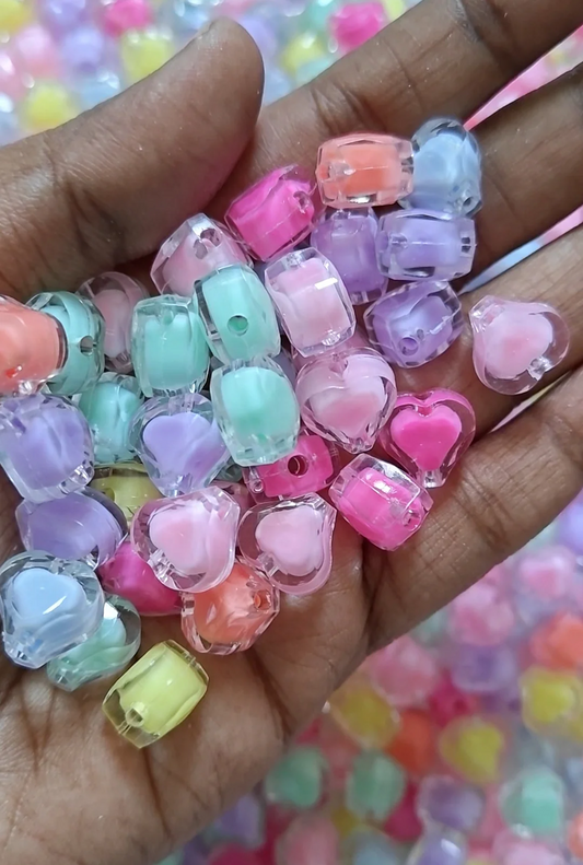 25pcs Small (V-shape) Heart Acrylic Beads