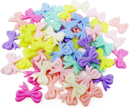 10pcs Colorful Beautiful Acrylic Bow Beads for Jewelry Making or DIY Crafts