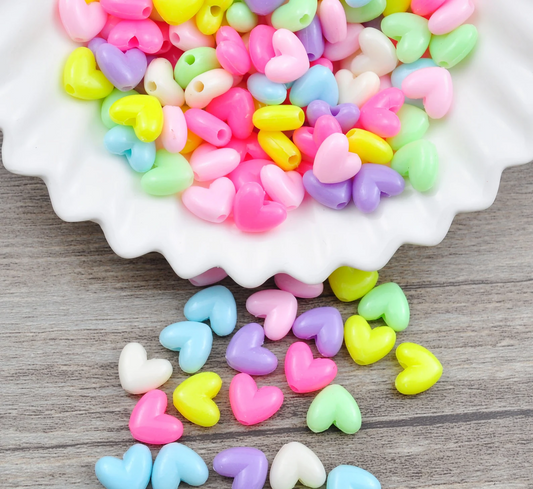 10pcs Colorful Acrylic Heart Beads