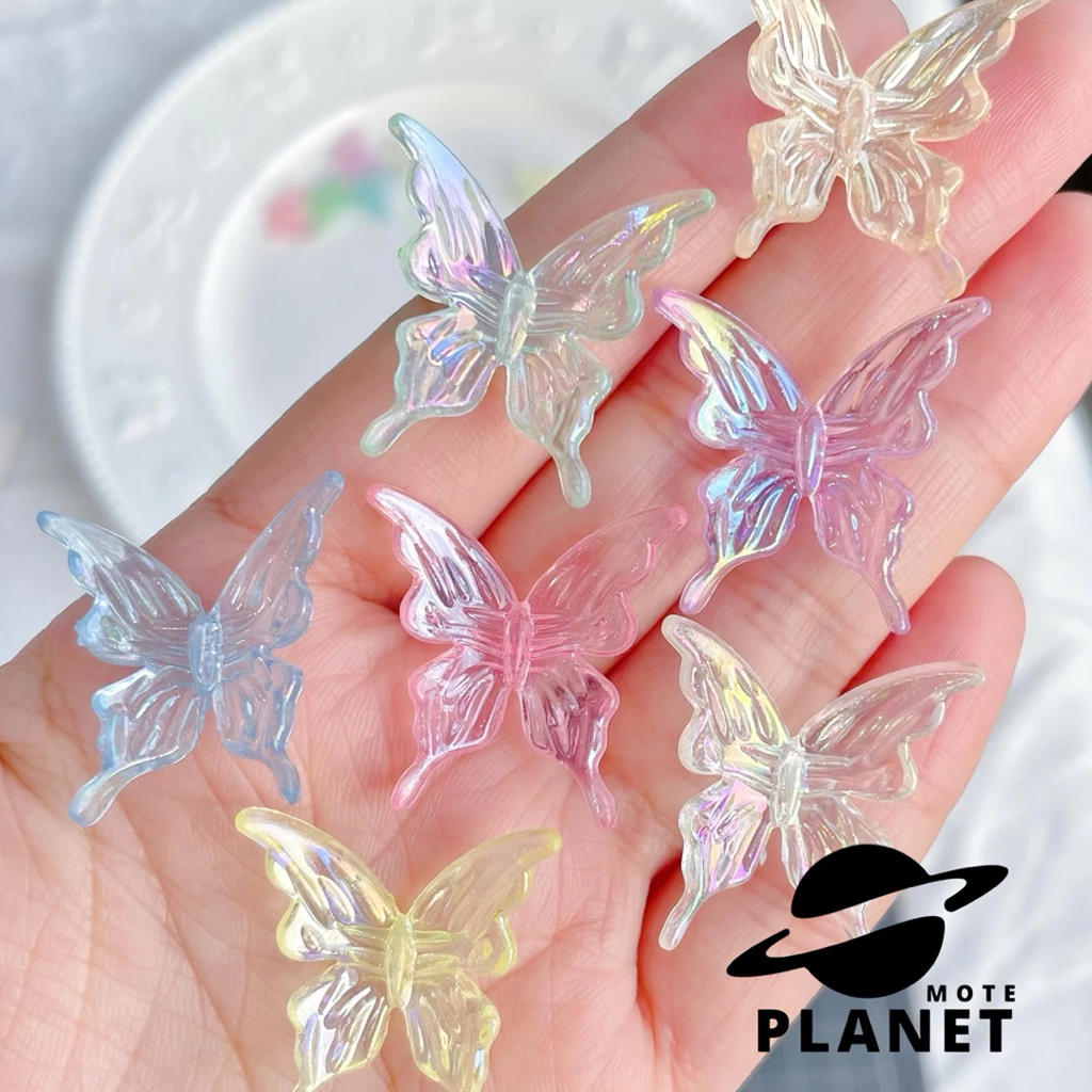 10pcs Colorful Acrylic Butterfly Beads Transparant/matte