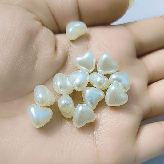 White Pearl Heart Beads, Pearlized Heart Beads for Jewelry Making, Acrylic Beads for Bracelet, White Spacer Beads, Cosplay Beads
