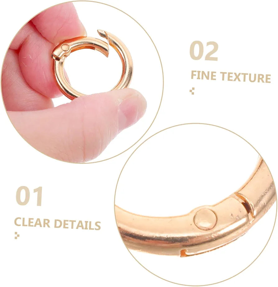 Zinc Alloy Round Spring Rings Round Snap Buckle, Sturdy and Tarnishing Resistant Key Rings for Wristlet Keyring and Jewelry Making, Golden Circular Keychain Clips