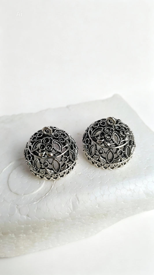 Large Size Antique Jhumka Charms, Premium Anti-Tarnish Golden & Silver Finish, Elegant Unique Design Earrings Components for Jewelry Making, Earrings & DIY Crafts