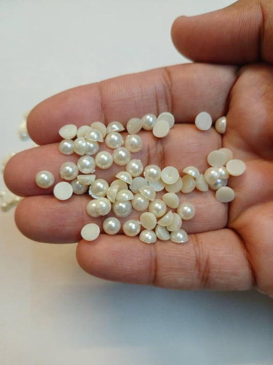 6mm Faux Half Pearl Beads Flat back Resin Beads Scrapbook Decor DIY Crafts 15 grams