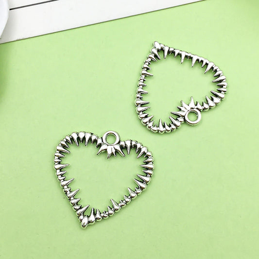 Antique Silver Heart Charm Bracelet Earring Valentines Wedding Pendant Necklace Charm Jewelry Accessories DIY Finding 24×24mm
