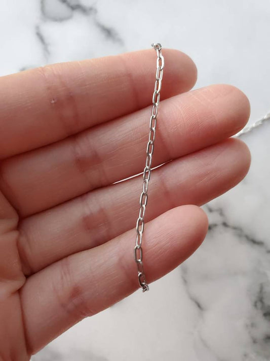 Paperclip cable chain, stainless steel, paperclip chain by the feet, dainty necklace chain, 3.5mmx2mm links, unfinished chain