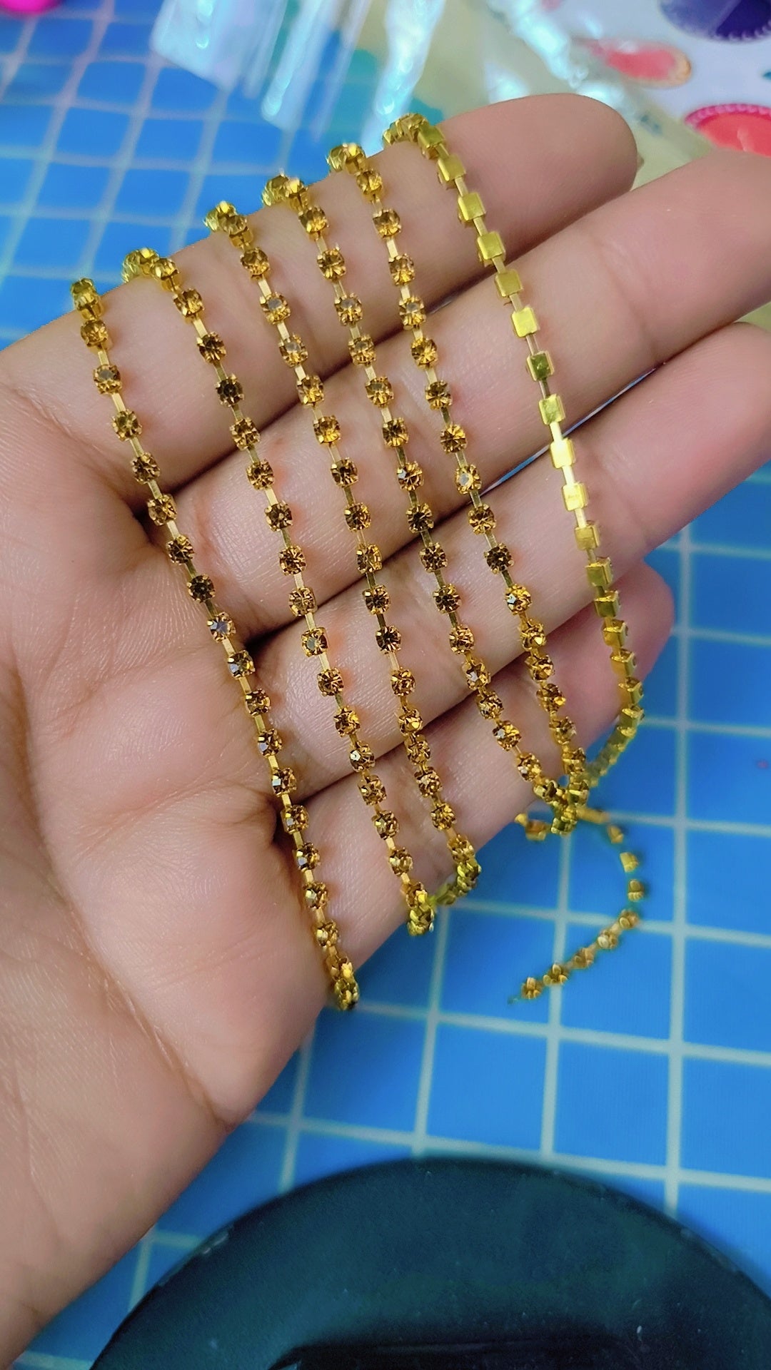 Rhinestone Cup Chain 3mm CRYSTAL golden Plated