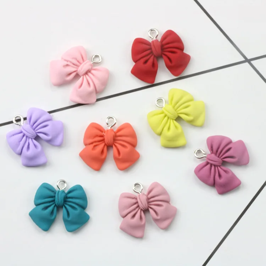 Resin Bowknot Pendants 8 Colors Flatback Bow Dangle Charms for DIY Jewelry Making Scrapbooking Crafts, Resin