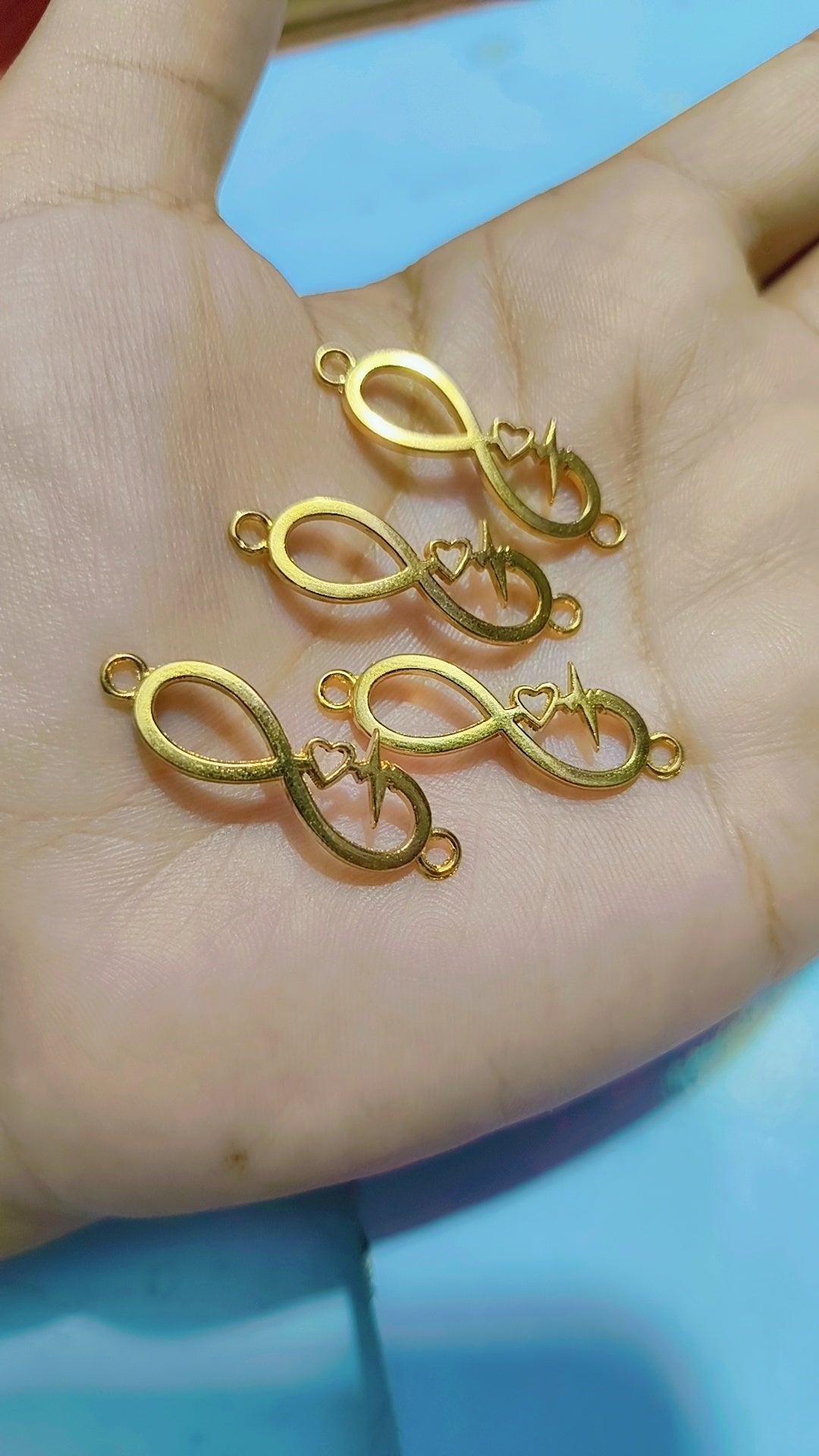 Infinity heartbeat Symbol Charms Pendants Alloy Infinity Connector Bead Charms for DIY Necklace Bracelet Jewelry Findings Making Accessory, Metal