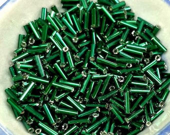 30 Grams Silver Lined Dark Olive Green Glass Seed Beads 11/0 2mm