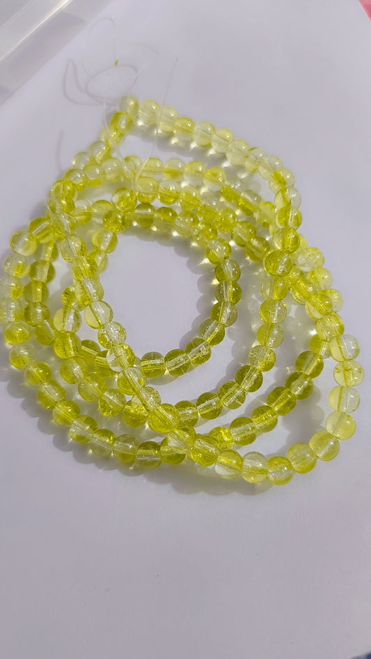 6mm Green Crackle Cracked Round Glass Crystal Charm 145 Beads in each string Craft ,DIY