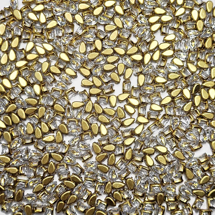 Rhinestones Kundan Stone Beads for Craft, Embroidery, Jewellery Making, Aari & Maegan Work | Stones for Dress & Bangle Decoration (Drop 3X5)