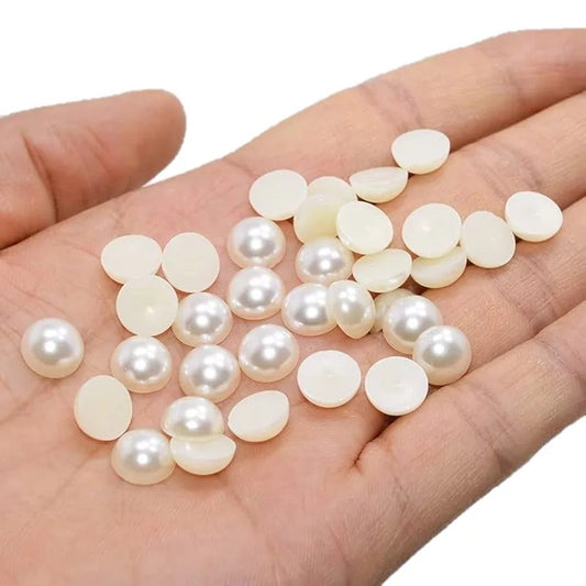 8mm Faux Half Pearl Beads Flat back Resin Beads Scrapbook Decor DIY Crafts 15 grams