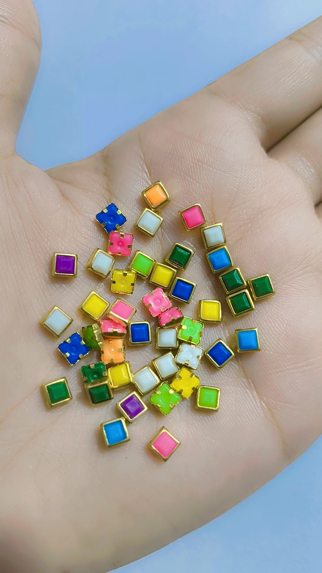 Multi square shape colourful Kundan beads for jewelry making art & craft diy