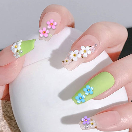 colorful five petal flower mixed size nail art and crafts| DIY