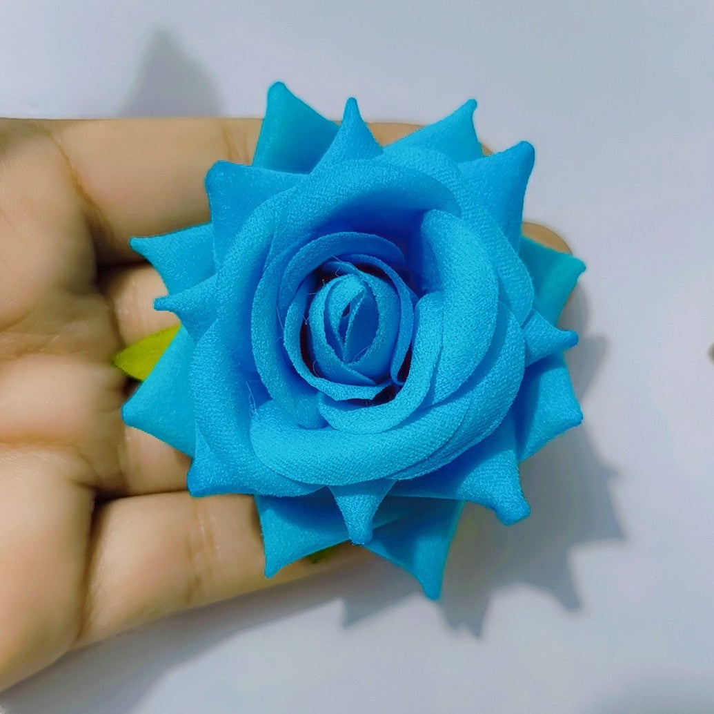 Artificial Flowers, Fake Flower Roses with Stem for DIY Wedding Bouquets Centerpieces Bridal Baby Shower Party Home Decoration, Blue
