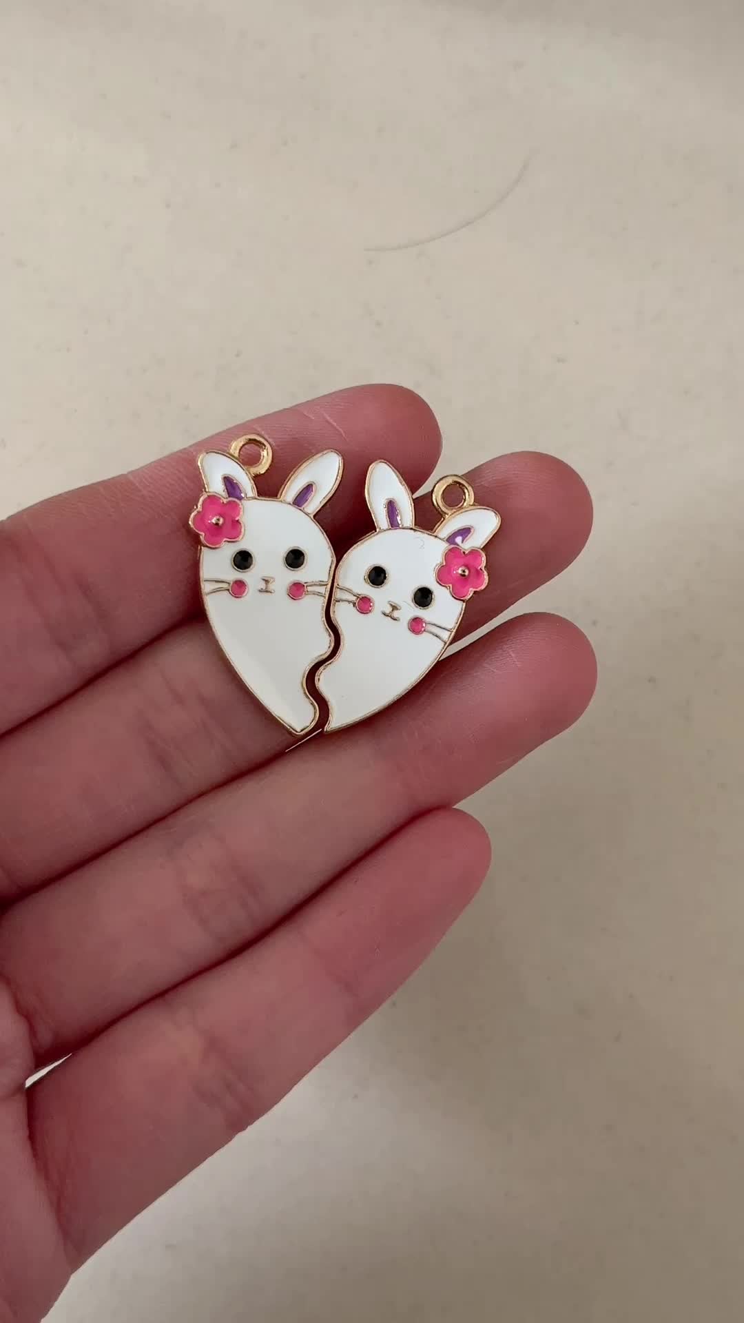 Matching Heart Bunny Charm 28x15mm