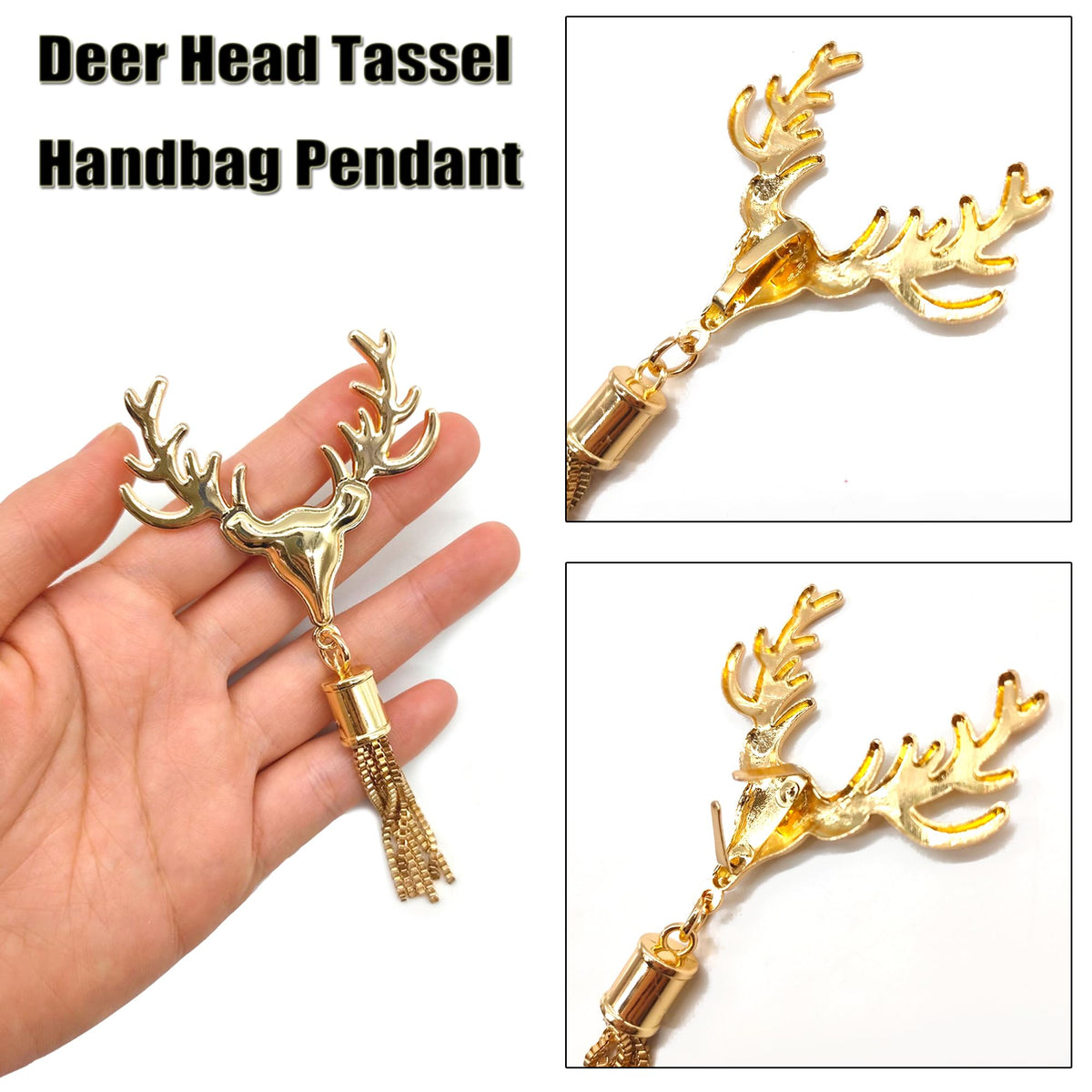 Handmade Bag Tassel Charms Decorative Handbag Buckles Deer Horn Buckles Purse Pendants Easy Installation