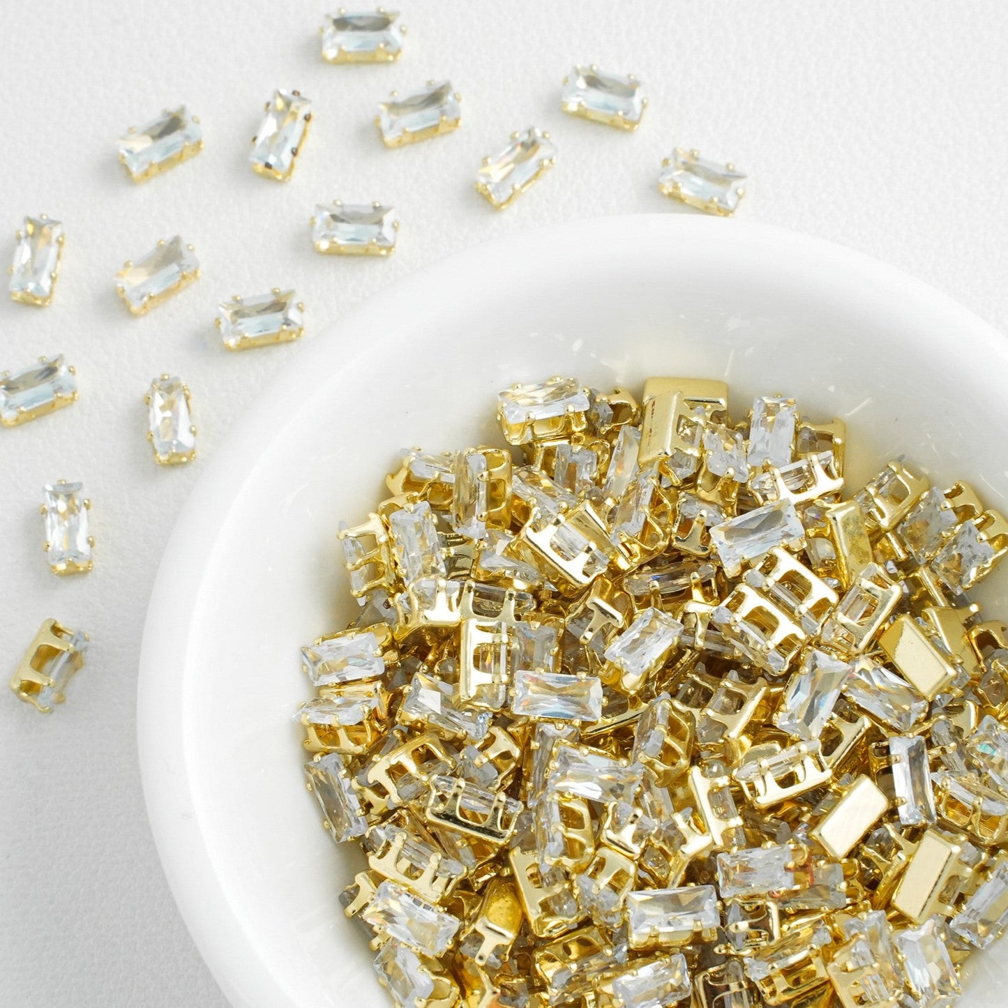 Diamond rhinestones for jewelry making Nail Decoration Shiny Nail Jewelry Set Nail Ornaments Zircon Nail Accessories Square Nail (Silver- Rectangle)