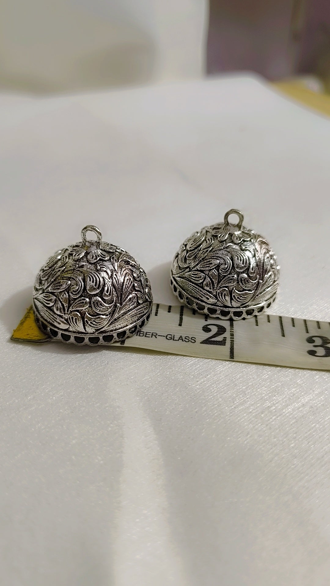 German Silver Jhumk Base -Antique Silver|golden Pattern19- 20*25MM