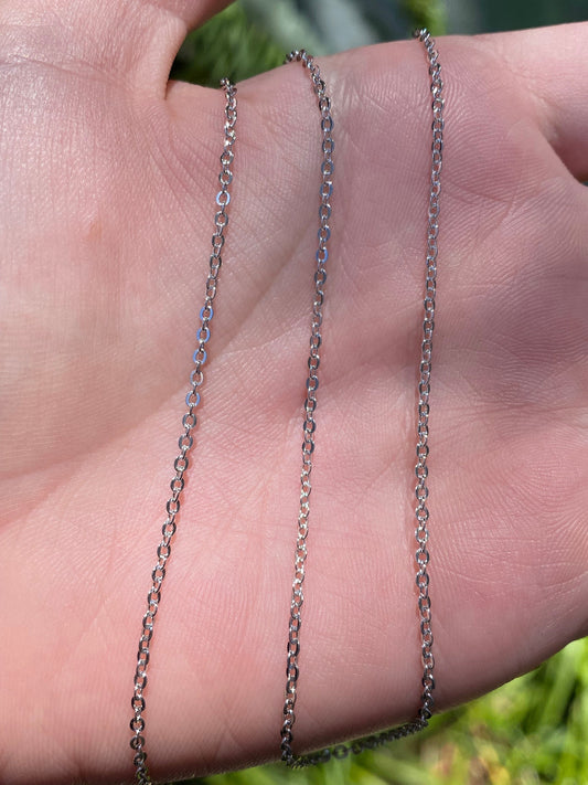 0.5x1mm flat link 3mm wide stainless steel hypoallergenic cable chain anti tarnish Stainless silver Chain