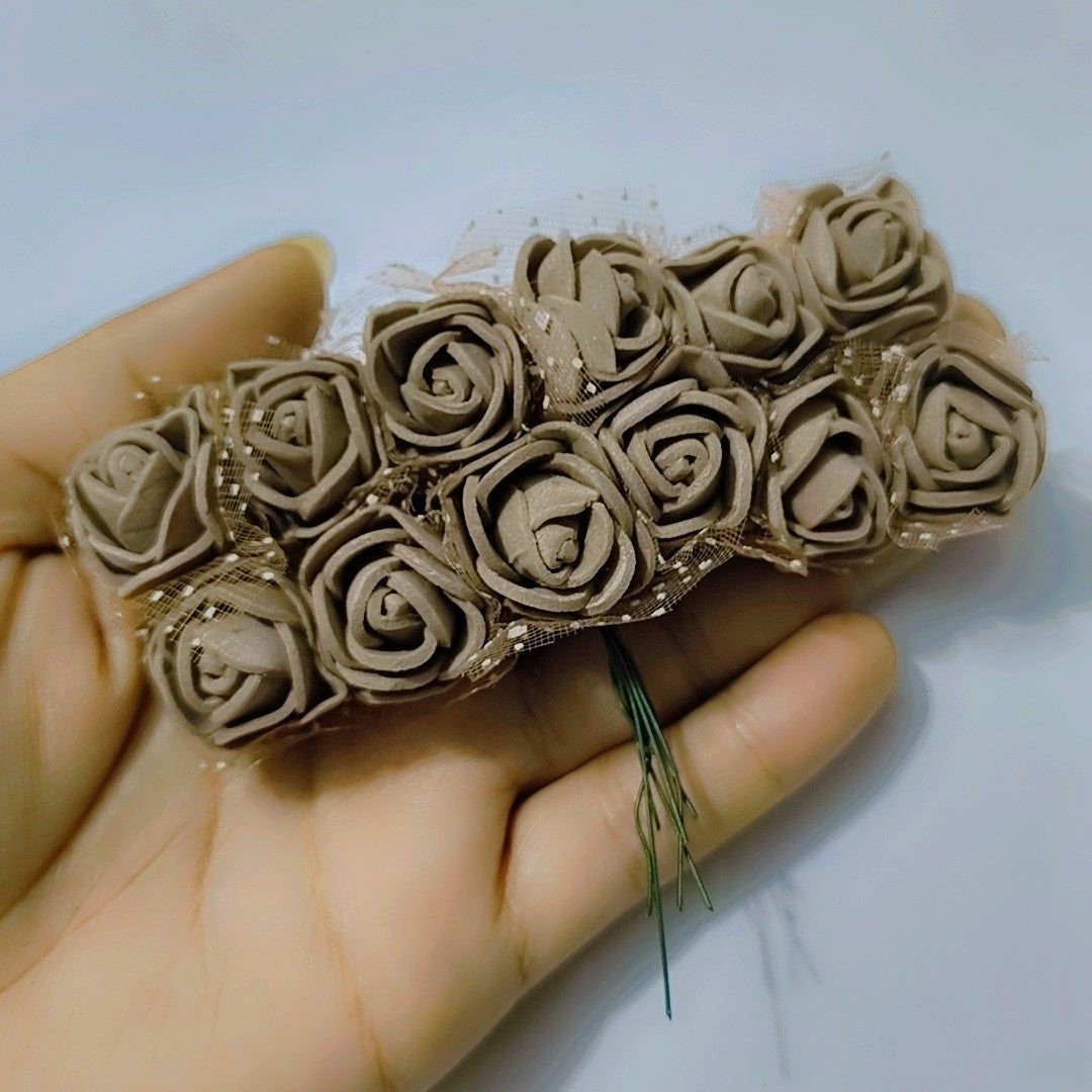 Mini Fake Rose Flower Heads 12 pcs Mini Artificial Roses DIY Wedding Flowers Accessories Make Bridal Hair Clips Headbands Dress