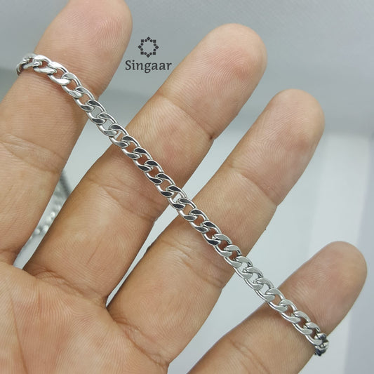 3.6X5.2mm Beveled Flat Curb Stainless Steel Chain 1.0mm thick Open Link Never Fade Colour Chains Italian Stainless Steel Lasting Color 3mm Silver Flat Neck Chain for Boys Men Necklace for Boys Men
