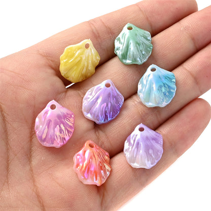 25pcs Mixed Colorful Plastic Leaf Charm Beads, Pendant Acrylic Pastel Pearl