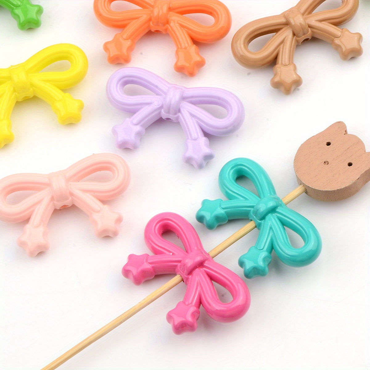 10pcs Multicolor Hollow Bow Shape Acrylic Beads