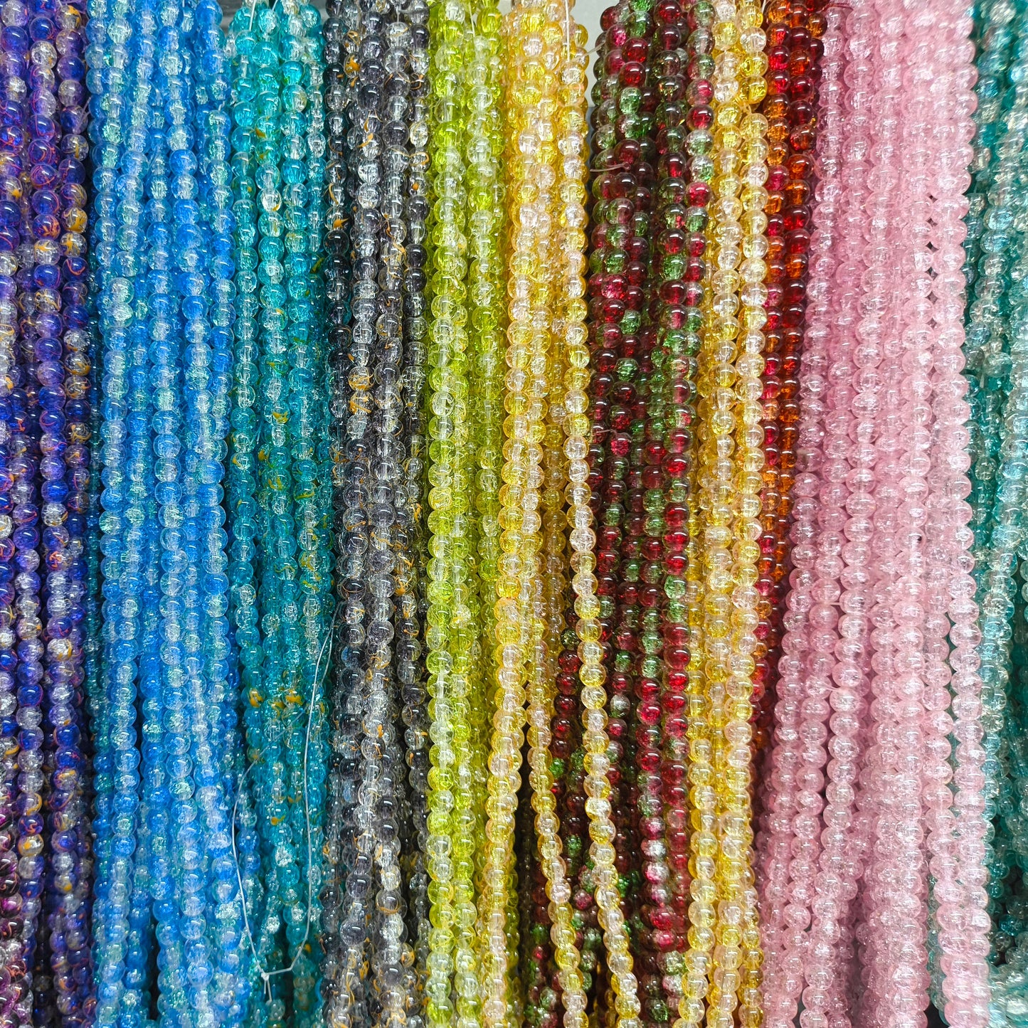 (8mm) High Quality Cracked Glass Beads (24+ Colors)
