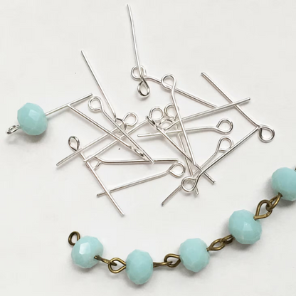 Steel eye pins 20mm (1 inch) long 21 gauge