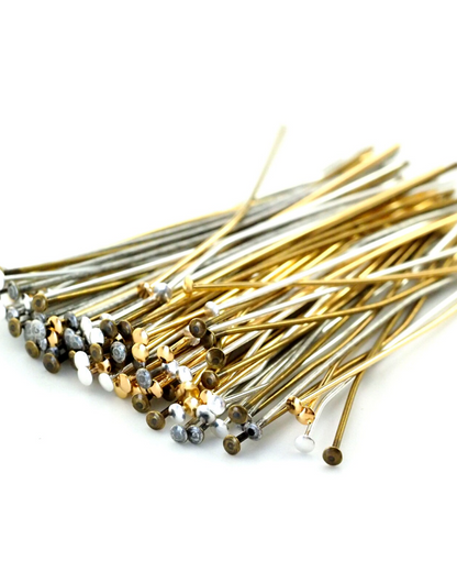 Flat Head Pins - (1 inch) (1.5 inch), Silver Plate, Gold Plate
