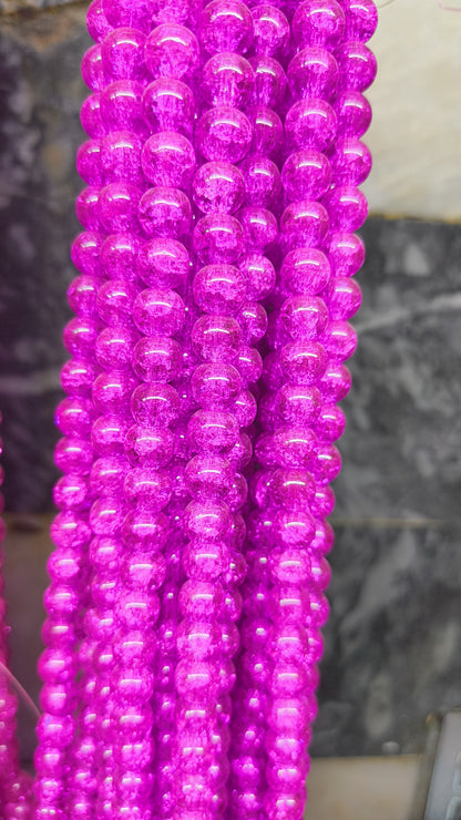 (8mm) High Quality Cracked Glass Beads (24+ Colors)