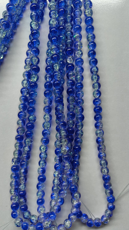 (8mm) High Quality Cracked Glass Beads (24+ Colors)