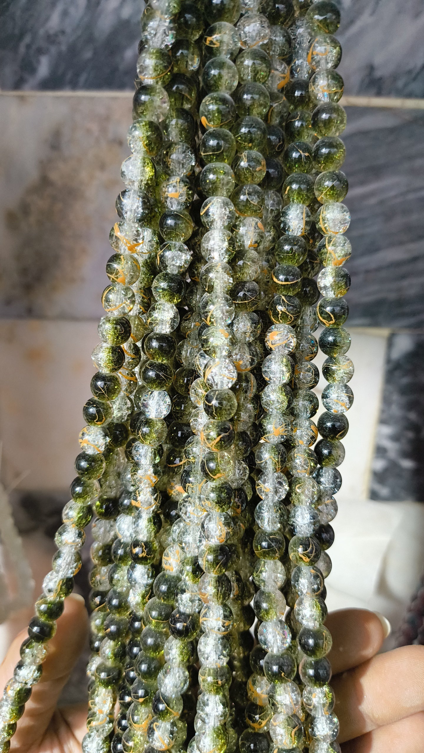 (8mm) High Quality Cracked Glass Beads (24+ Colors)