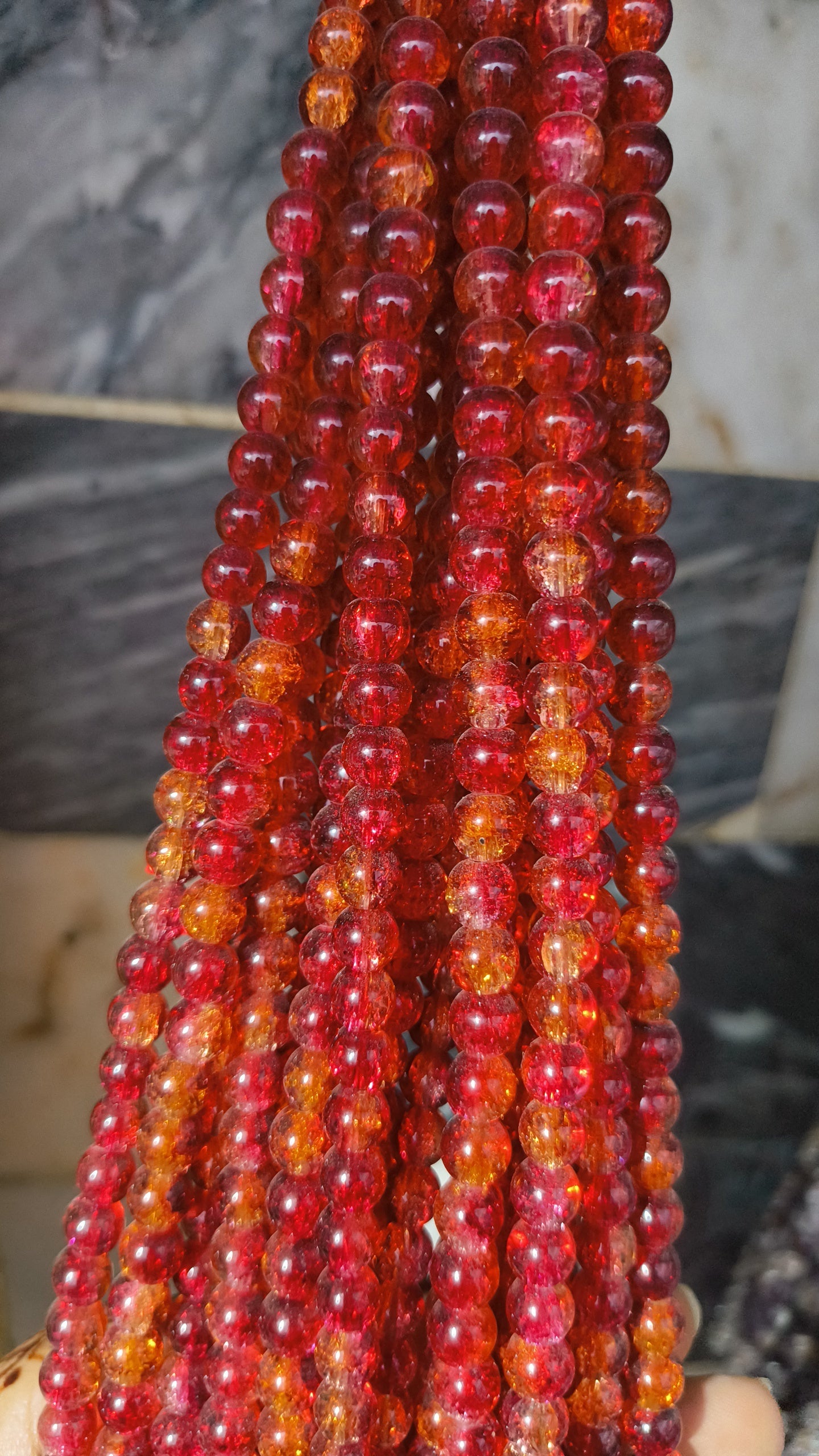 (8mm) High Quality Cracked Glass Beads (24+ Colors)