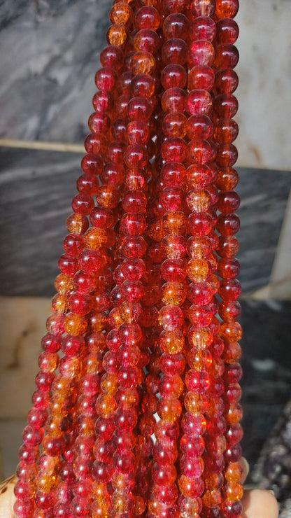 (8mm) High Quality Cracked Glass Beads (24+ Colors)