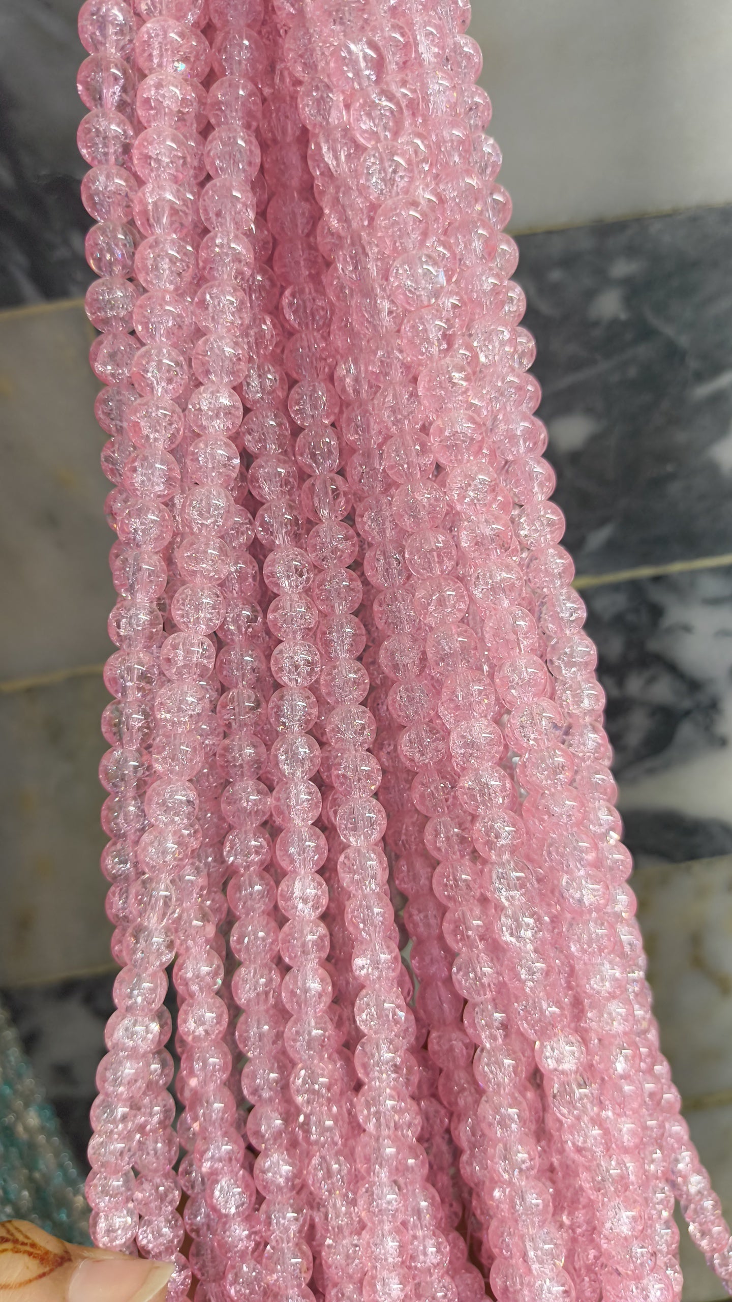 (8mm) High Quality Cracked Glass Beads (24+ Colors)