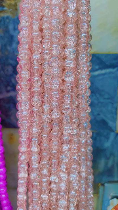 (8mm) High Quality Cracked Glass Beads (24+ Colors)