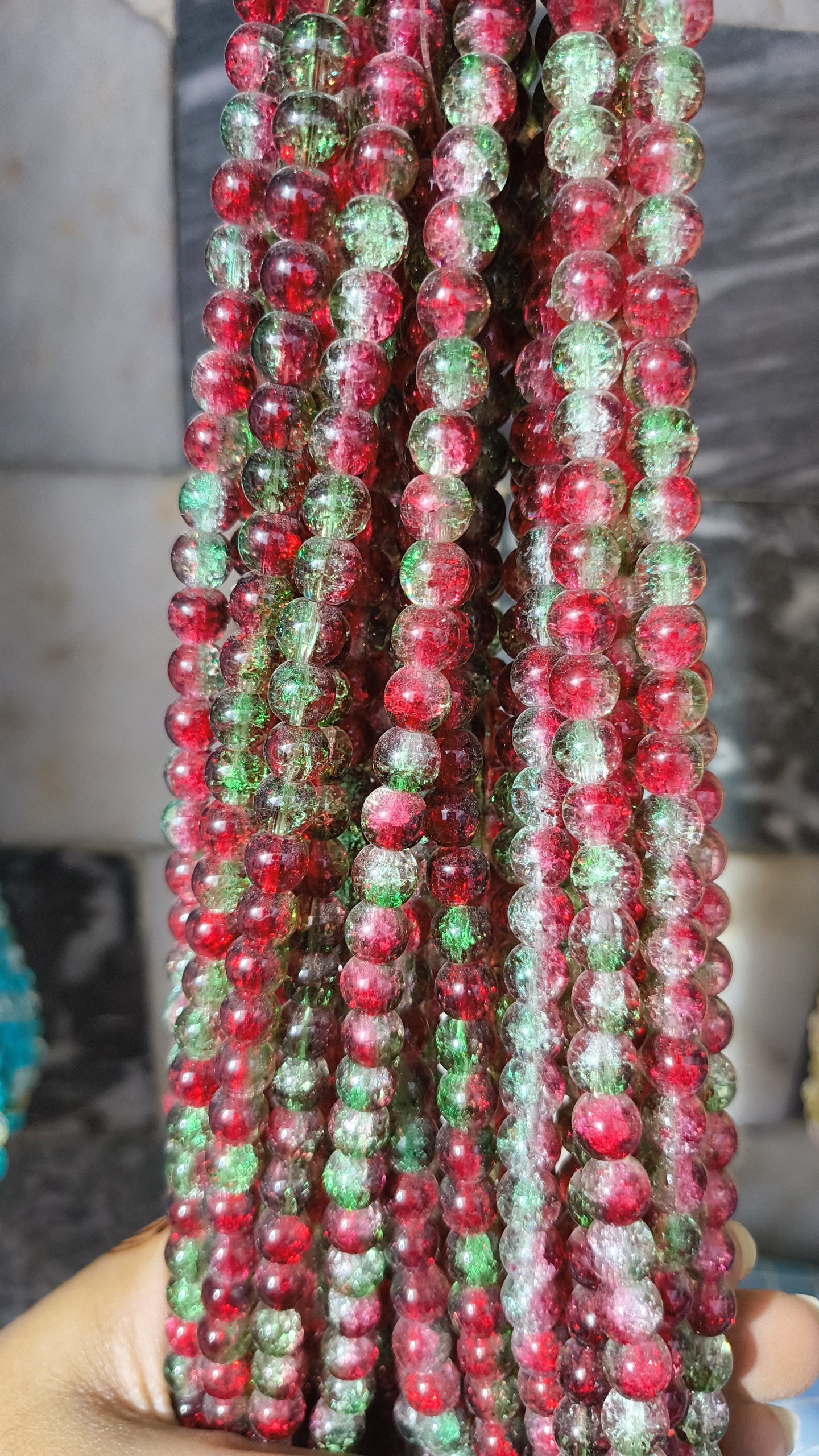 (8mm) High Quality Cracked Glass Beads (24+ Colors)