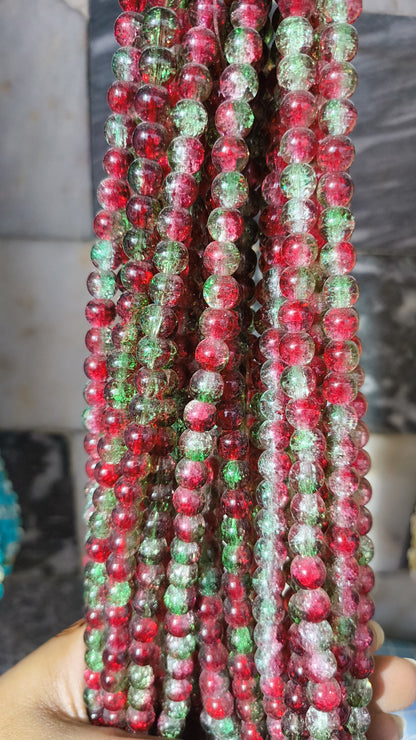 (8mm) High Quality Cracked Glass Beads (24+ Colors)