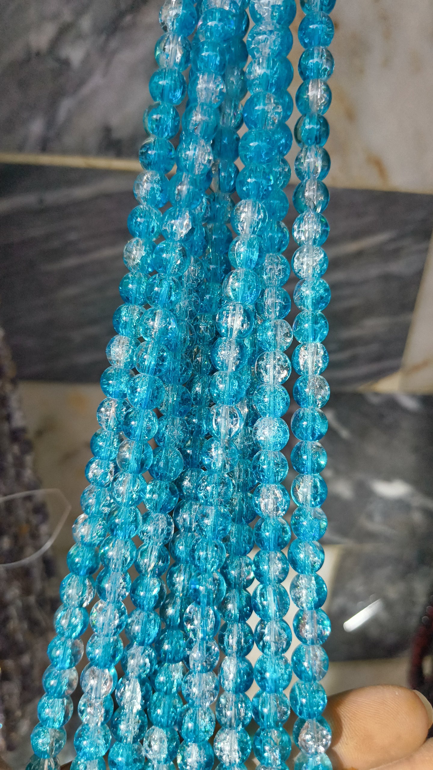 (8mm) High Quality Cracked Glass Beads (24+ Colors)