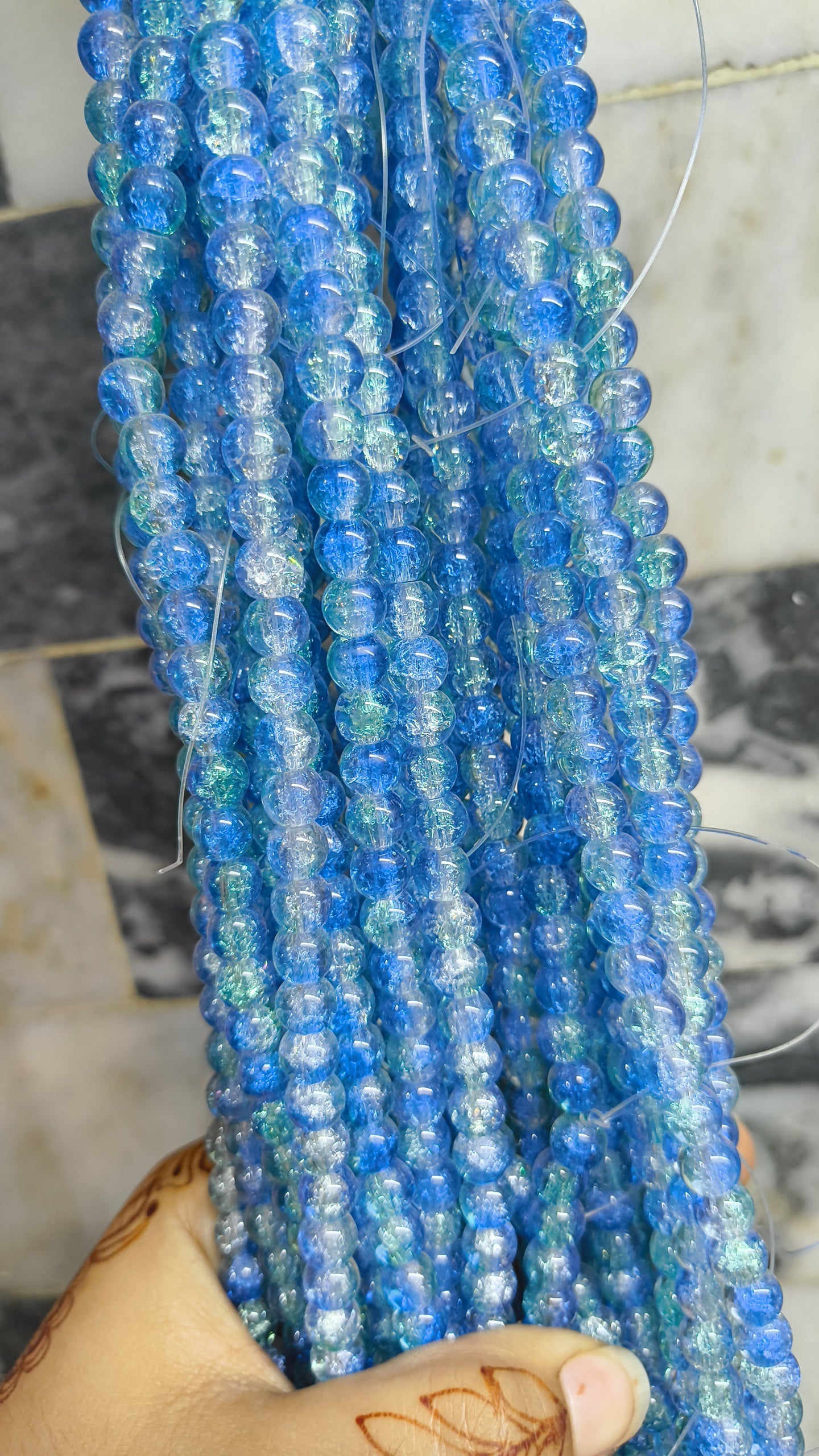 (8mm) High Quality Cracked Glass Beads (24+ Colors)